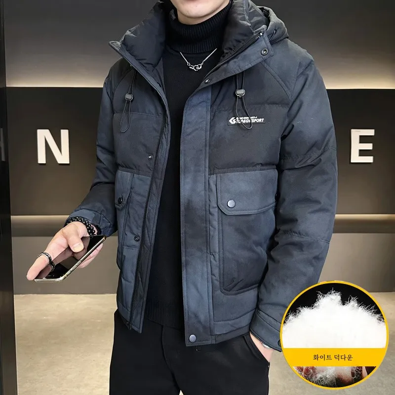 Пуховик с капюшоном-карго мужская утолщенная модная брендовая одежда Pu Shuai High Sense