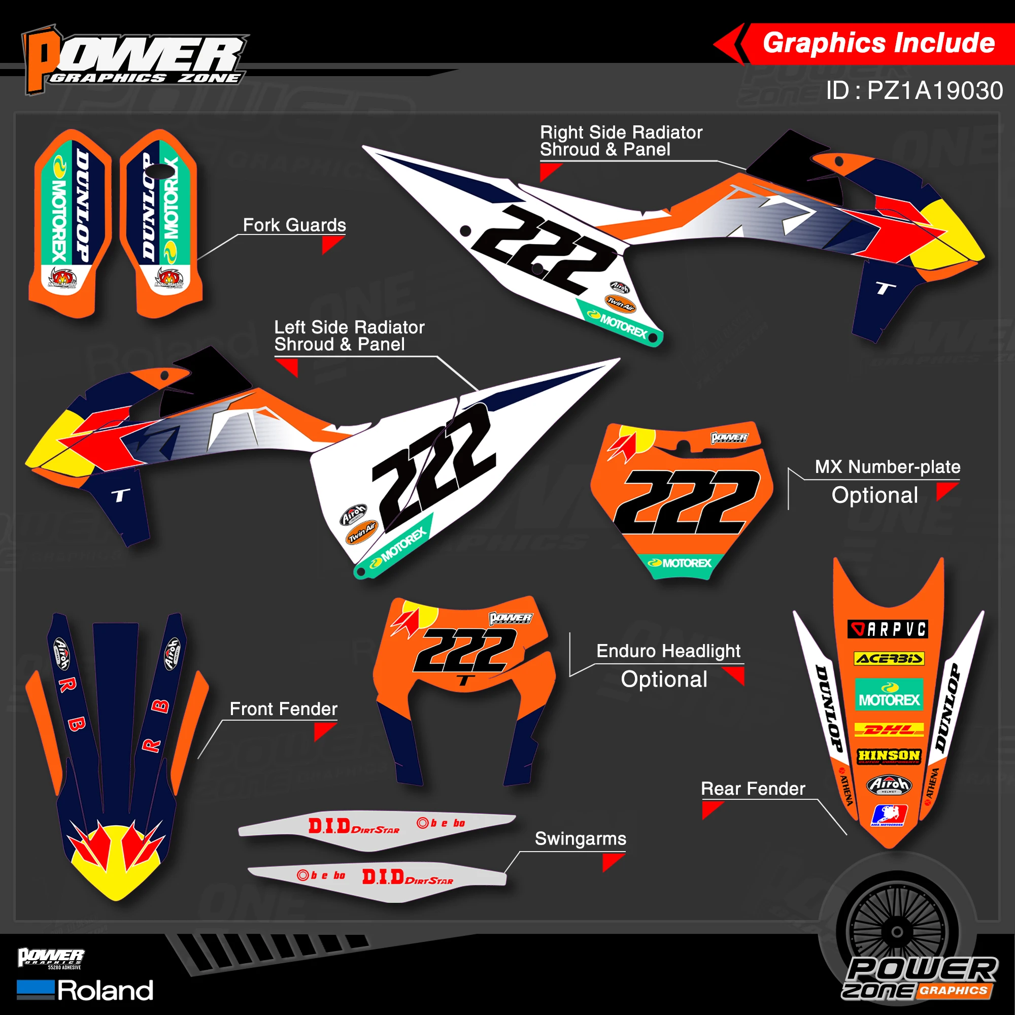 Набор наклеек PowerZone для KTM SX SXF MX 19-20 EXC XCW Enduro 20-N 125-500cc 30 | Автомобили и мотоциклы