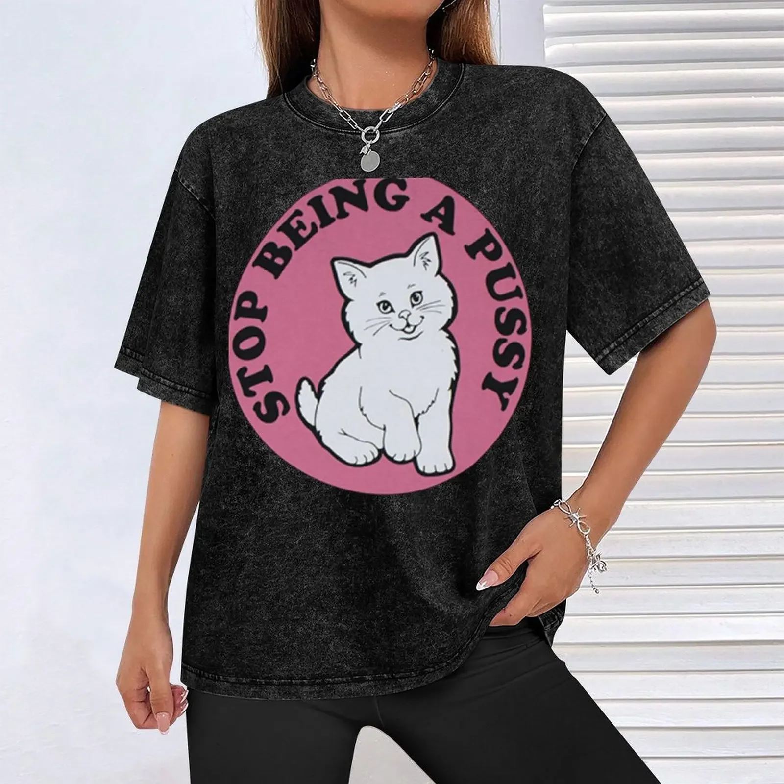 Футболка с наклейкой Стоп быть киской большая футболка рисунком футболки рэпера