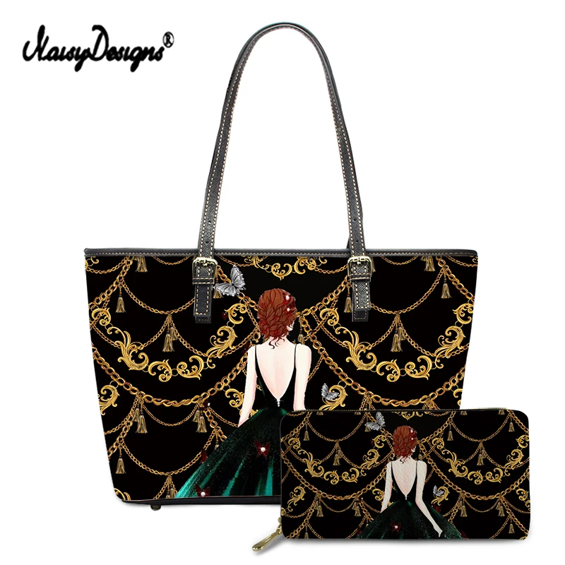 

NOISYDESIGNS Luxury Golden Baroque Woman Handbag and Purse Fashion Shoulder Bag for Teen Girl to Mom Gift Leather PU Tote Bags