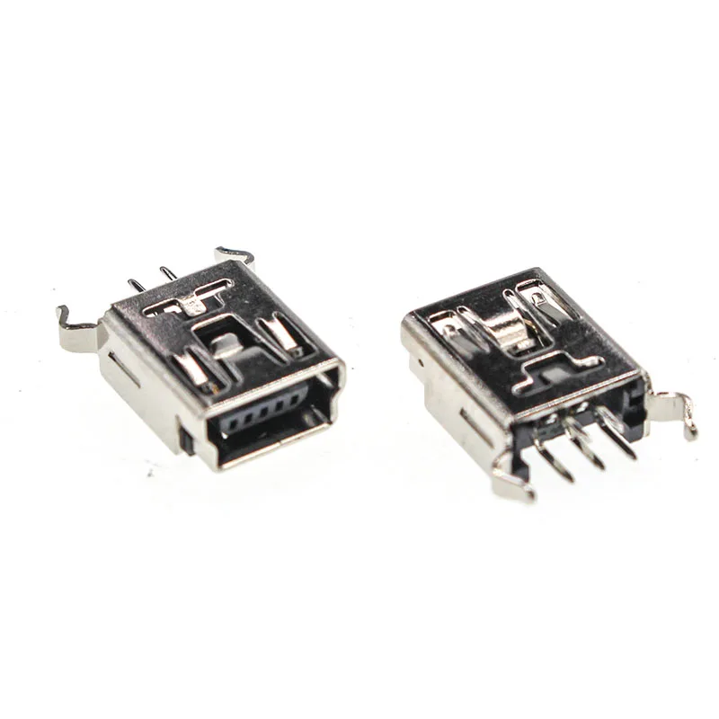 

5/10/50 pcs 5P MINI USB female socket bent foot in-line vertical 5 SMD interface