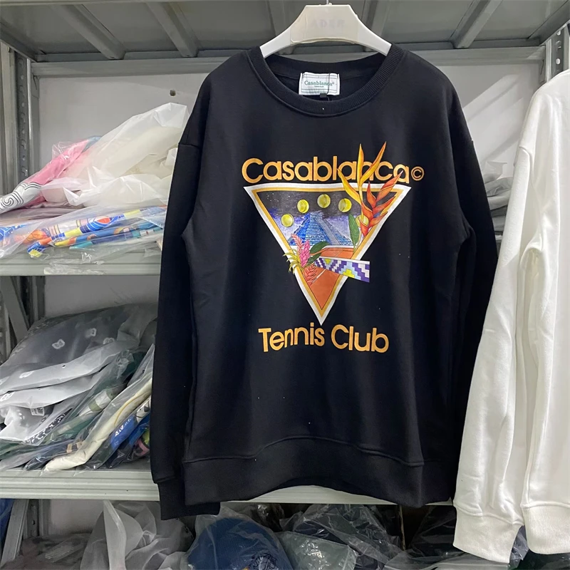 

2023fw Casablanca Tennis Club Classic Hoodie Men Women Top Quality Triangle Logo leisure Sweatshirts Pullover