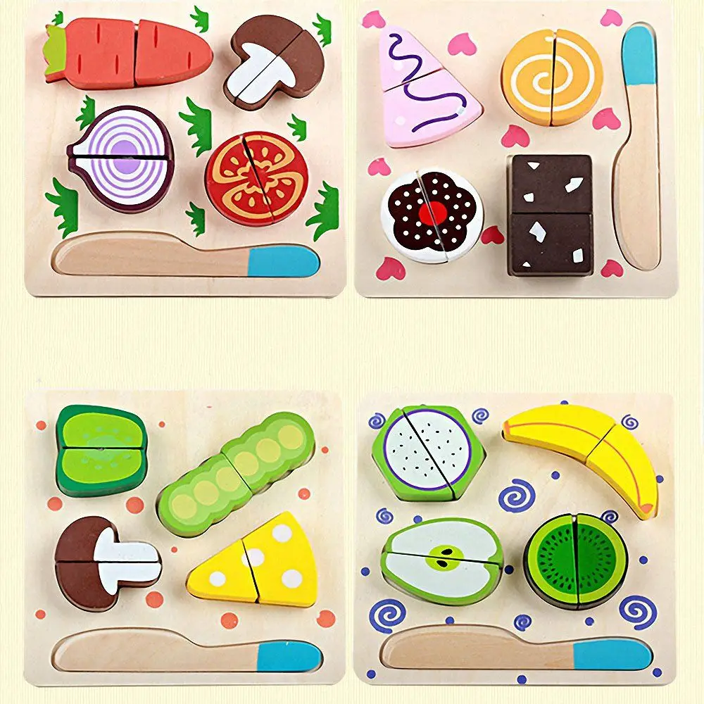 

Игрушка Монтессори детская деревянная, фрукты, овощи, десерт, пазл, кухонная форма, соответствующие игрушки, ролевая игра, развивающая игрушка