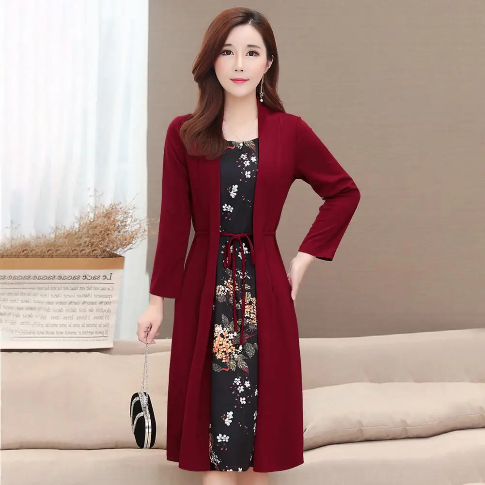 

Midi Dress Waist Tight Lightweight Mid-Rise Office Lady Loose Elegant Midi Dress Casual Dress Female Clothing