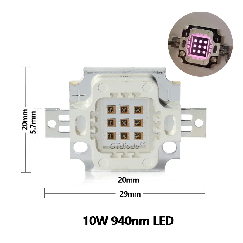 

Инфракрасные светодиоды OTdiode 10W 730nm 850nm 940nm