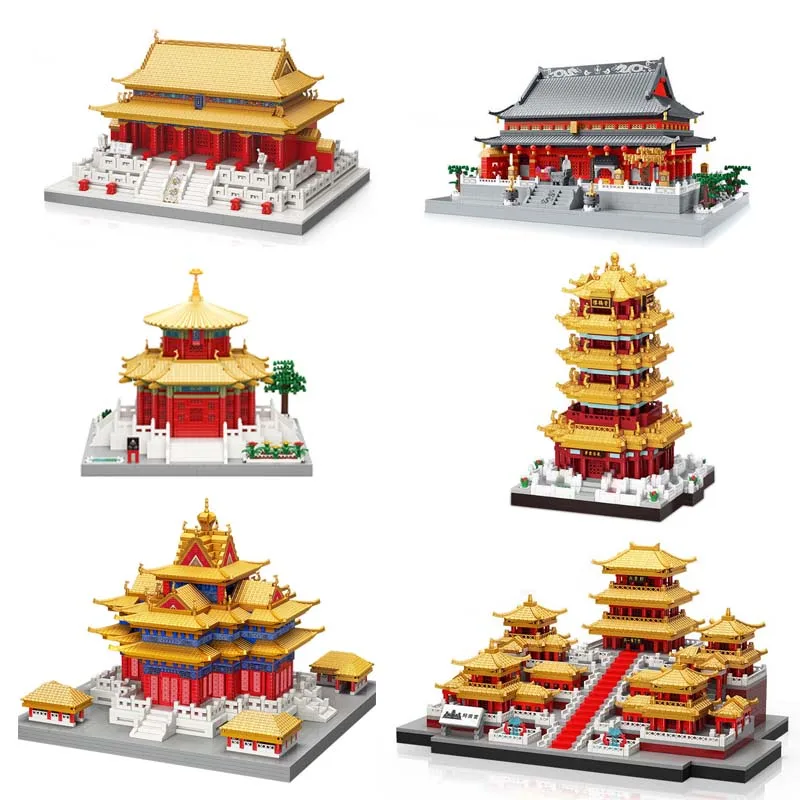 City Architecture Micro Building Blocks Chinese Ancient Palace Models Diamond China Courtyard Great Wall Toys Gifts