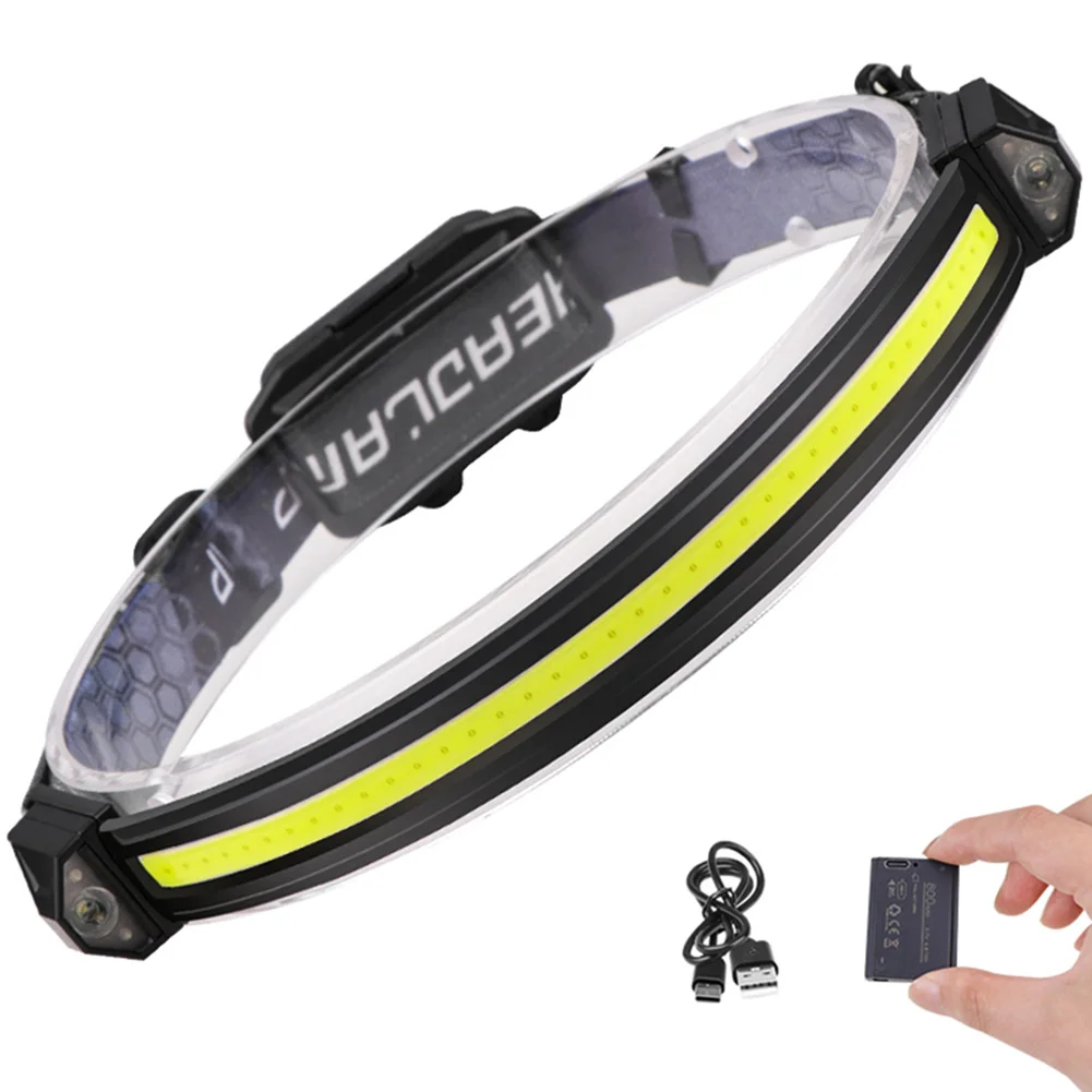 

500-600 Lumens LED Headlamp XPE+COB Headlight IR Induction Light USB Rechargeable Waterproof Camping Torch Powerful Head Lamp