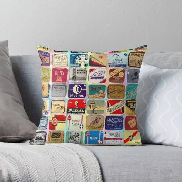 

Vintage Condoms Printing Throw Pillow Cover Sofa Bed Square Cushion Decorative Waist Home Car Soft Wedding Pillows not include