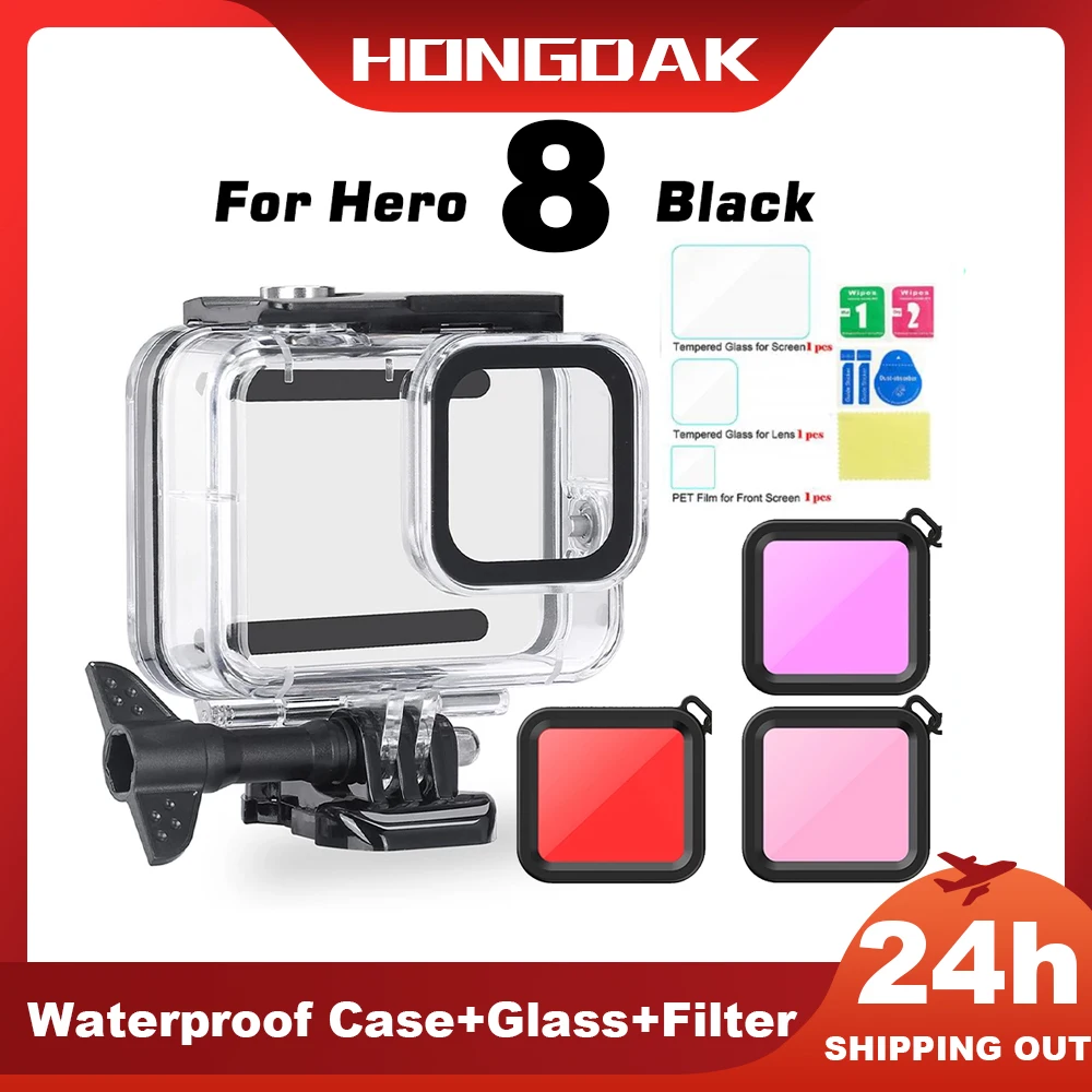 For GoPro Hero 8 Waterproof Case Diving Underwater Housing Cover For Go Pro 8 Black Case Shell Filter Action Camera Accessory