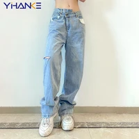 fashion womens jeans y2k wide leg baggy jean vintage clothing high street wear trousers girls cargo ripped pants for female