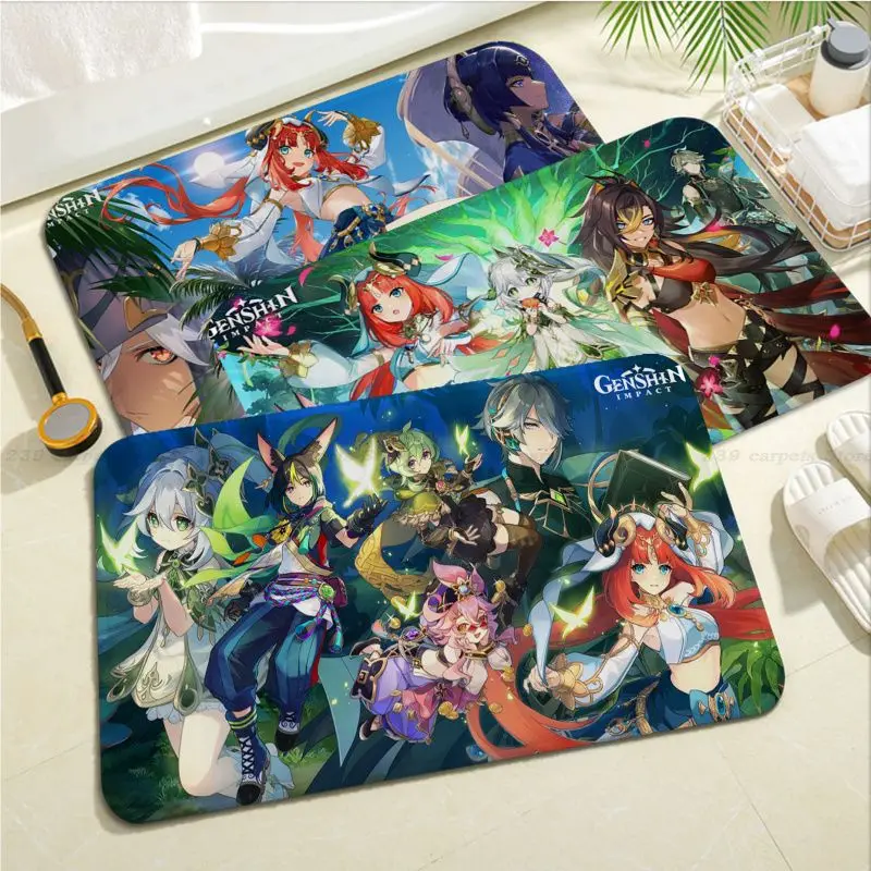 

Genshin Impact Floor Mat Door Mat Washable Non-Slip Living Room Sofa Chairs Area Mat Kitchen Doormat Area Rug