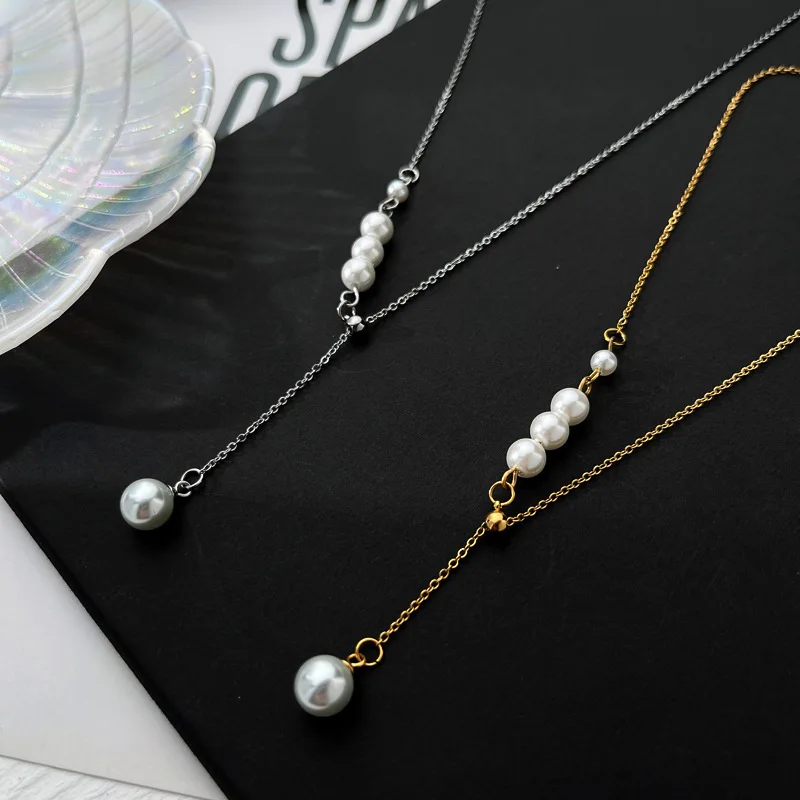 

Pearl Necklace Elegant for Women Wife Daughter Mother Light Luxury Design on Mothers Day Chain for party