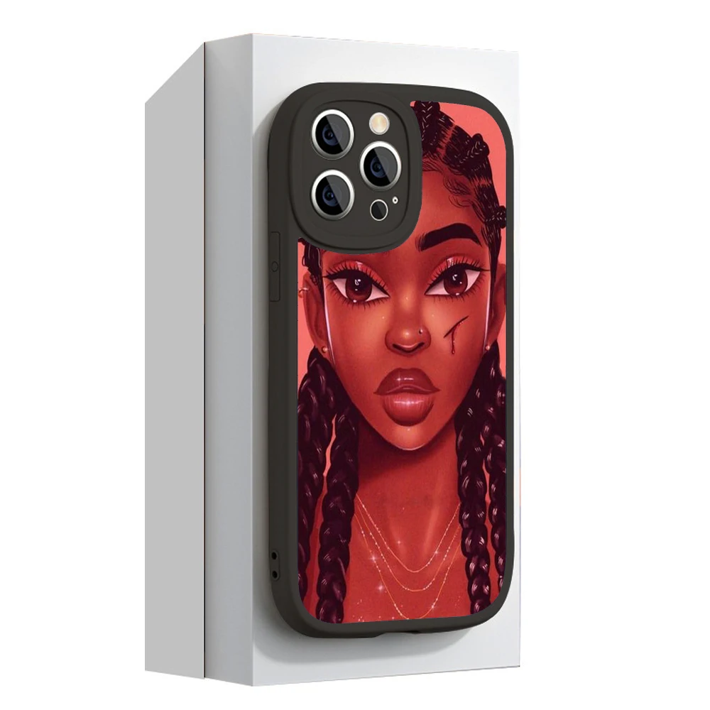 Модный чехол из шкуры ягненка с Африканской черной девушкой для iphone 13 12 11 Pro MAX MiNi 7