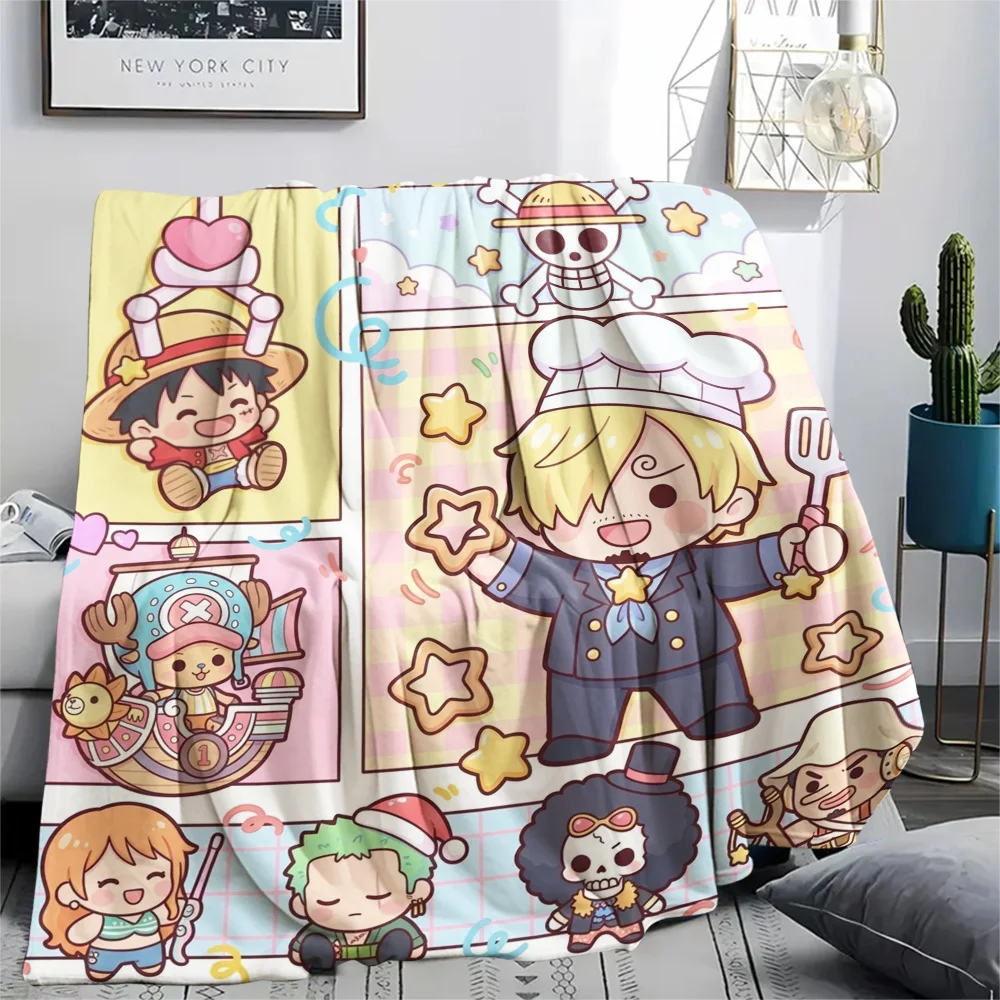 Фото Теплое фланелевое одеяло с принтом Луффи из One Piece, уютное, подходит для кровати, дивана, спальни, кресла, пикника, путешествий.-TING №3