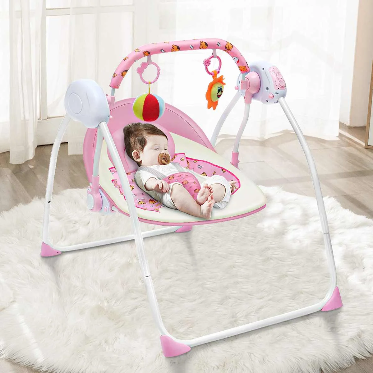 

Bioby Electric Rocking Chair Chaise Longue for Baby Resting Chair 0-12 Month Sleeping Soothing Cradle Musical Baby Bouncer Swing
