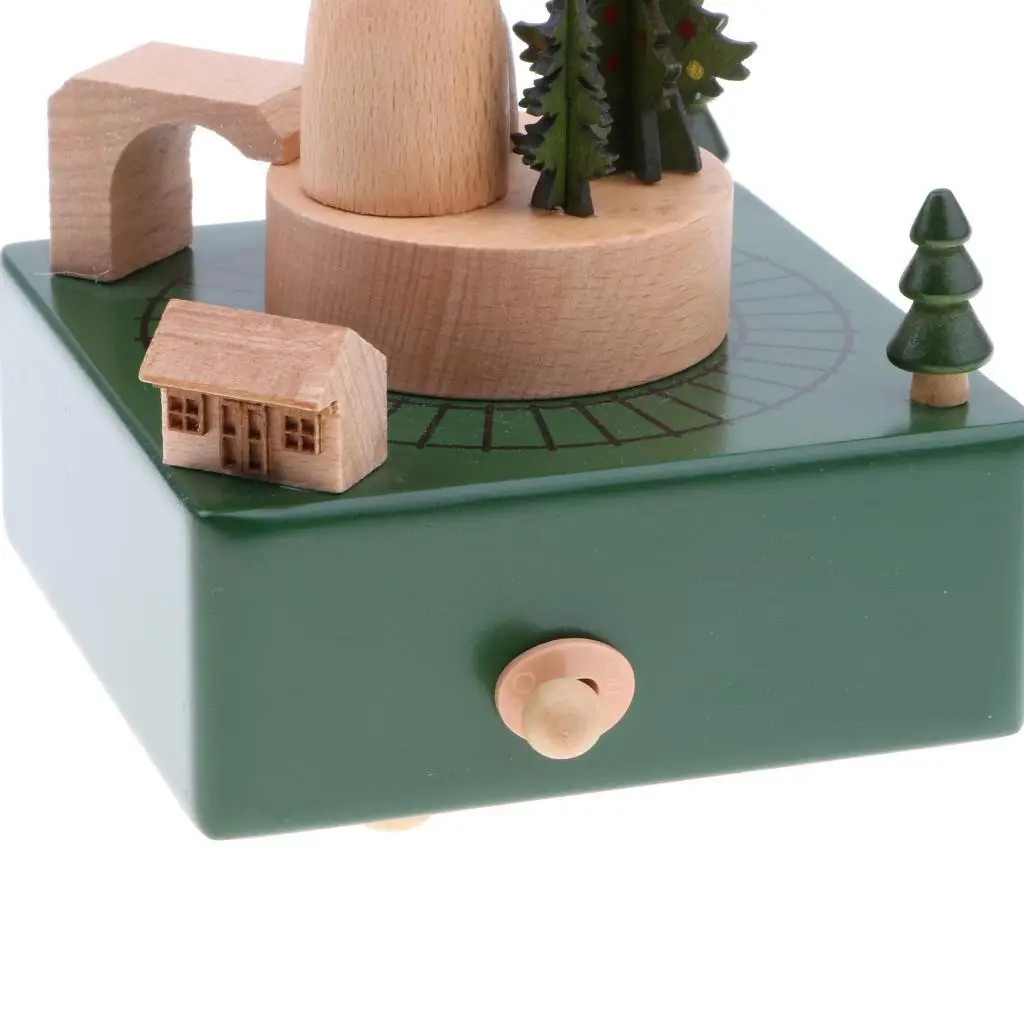 

Creative Wooden Musical Box Ornament Toy -Train Running Through the Cave
