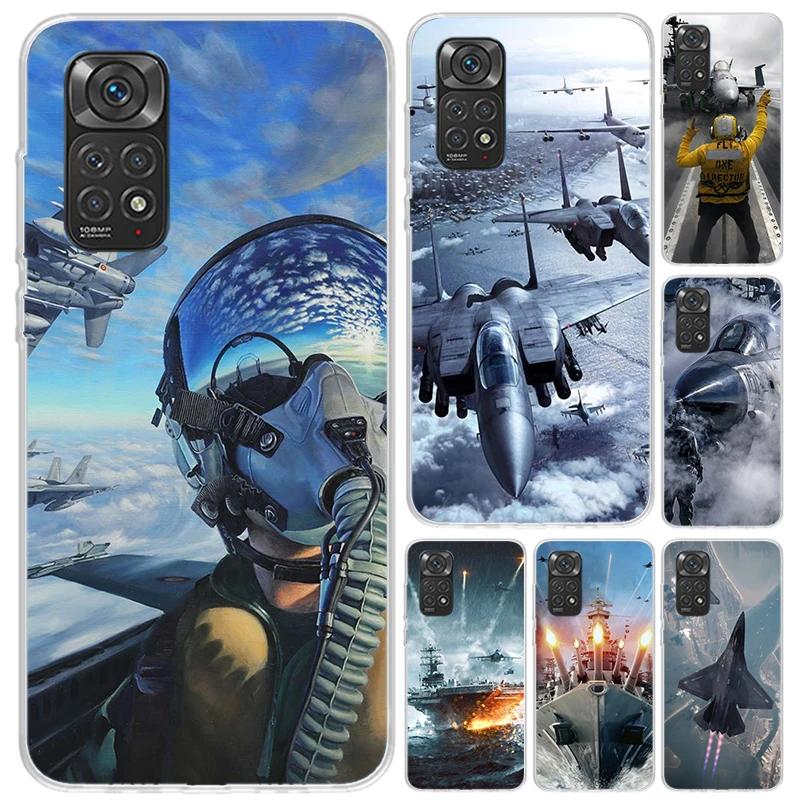 Чехол для телефона с военным кораблем истребителем Xiaomi Redmi Note 14 13 12S 12 11S 11 Pro Plus 11T 11E