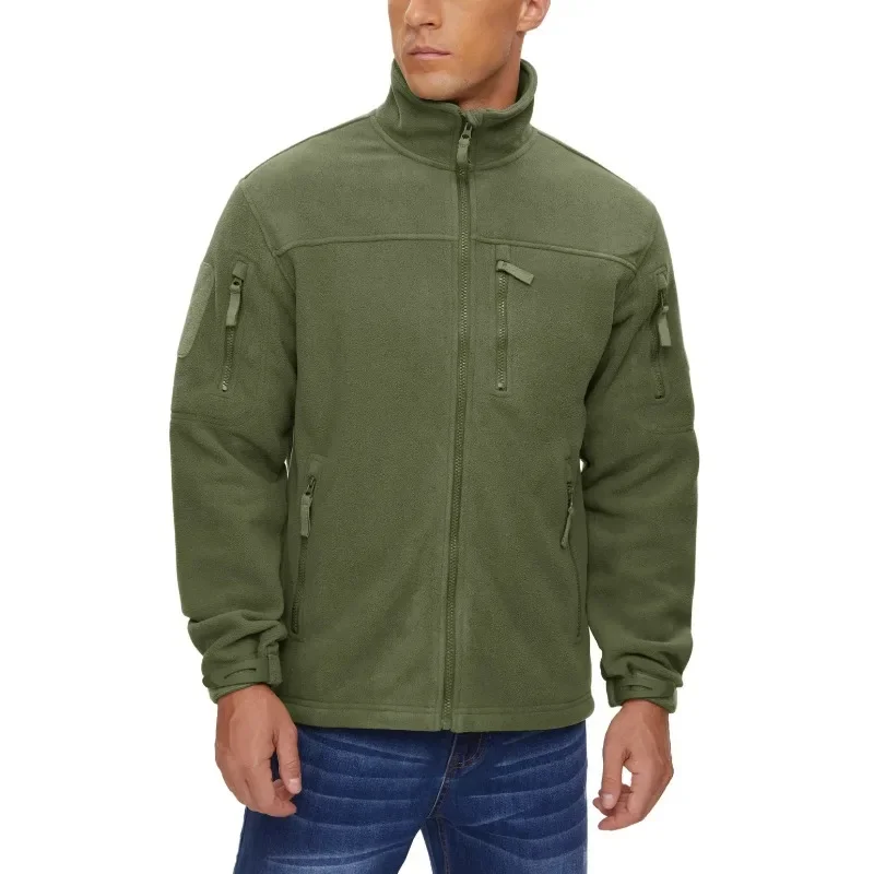 

Mens Zipper Pockets Jacket Winter Tactical Fleece Jacket Thermal Warm Security Full Zip Fishing Work Coats Outwear Tops 02A016