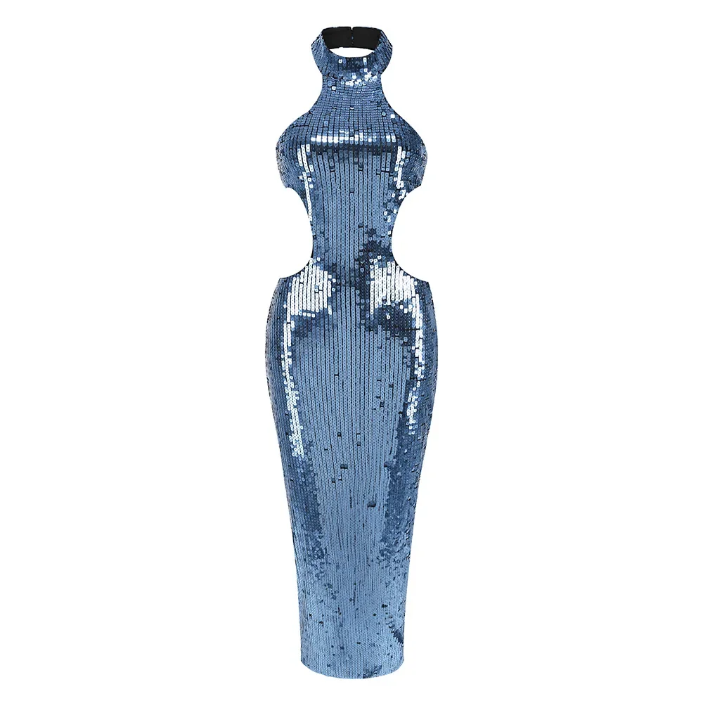 Блестящее женское вечернее платье с блестками сексуальное облегающее без