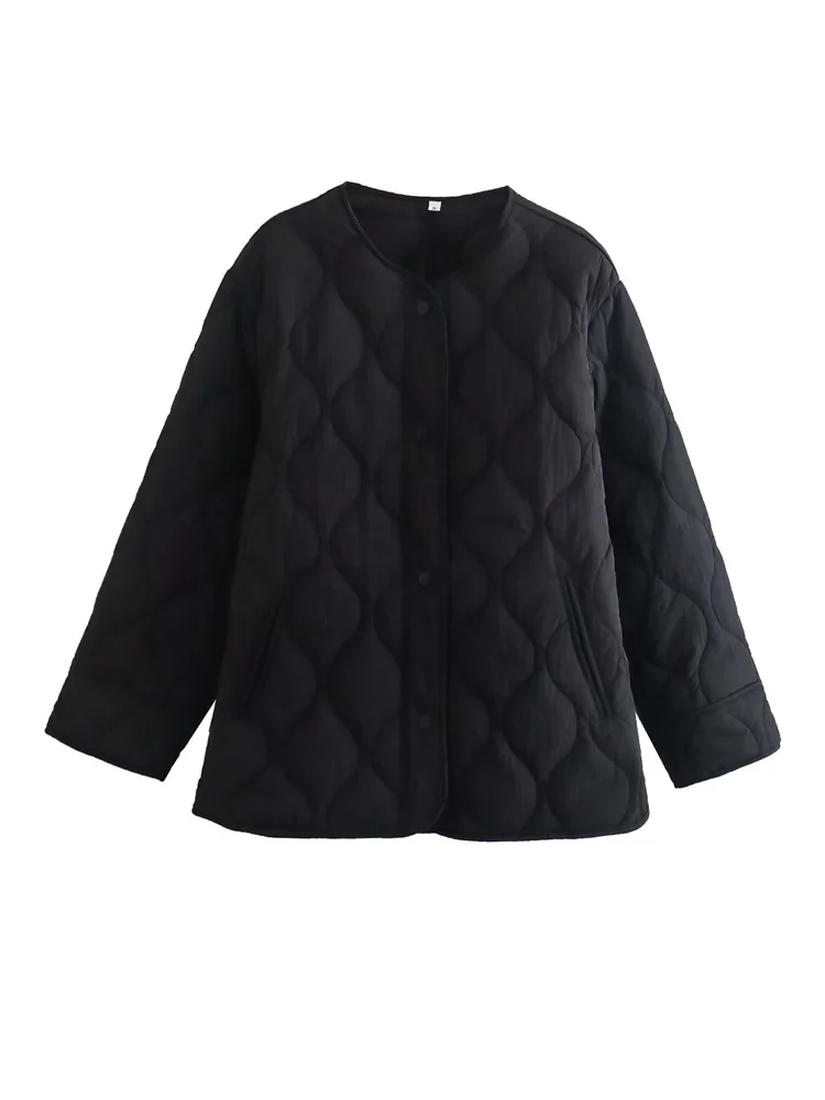 

MESTTRAF 2022 Sexy Design Warm With Pockets Oversized Padded Jacket Coat Vintage Long Sleeve Button-up Female Outerwear