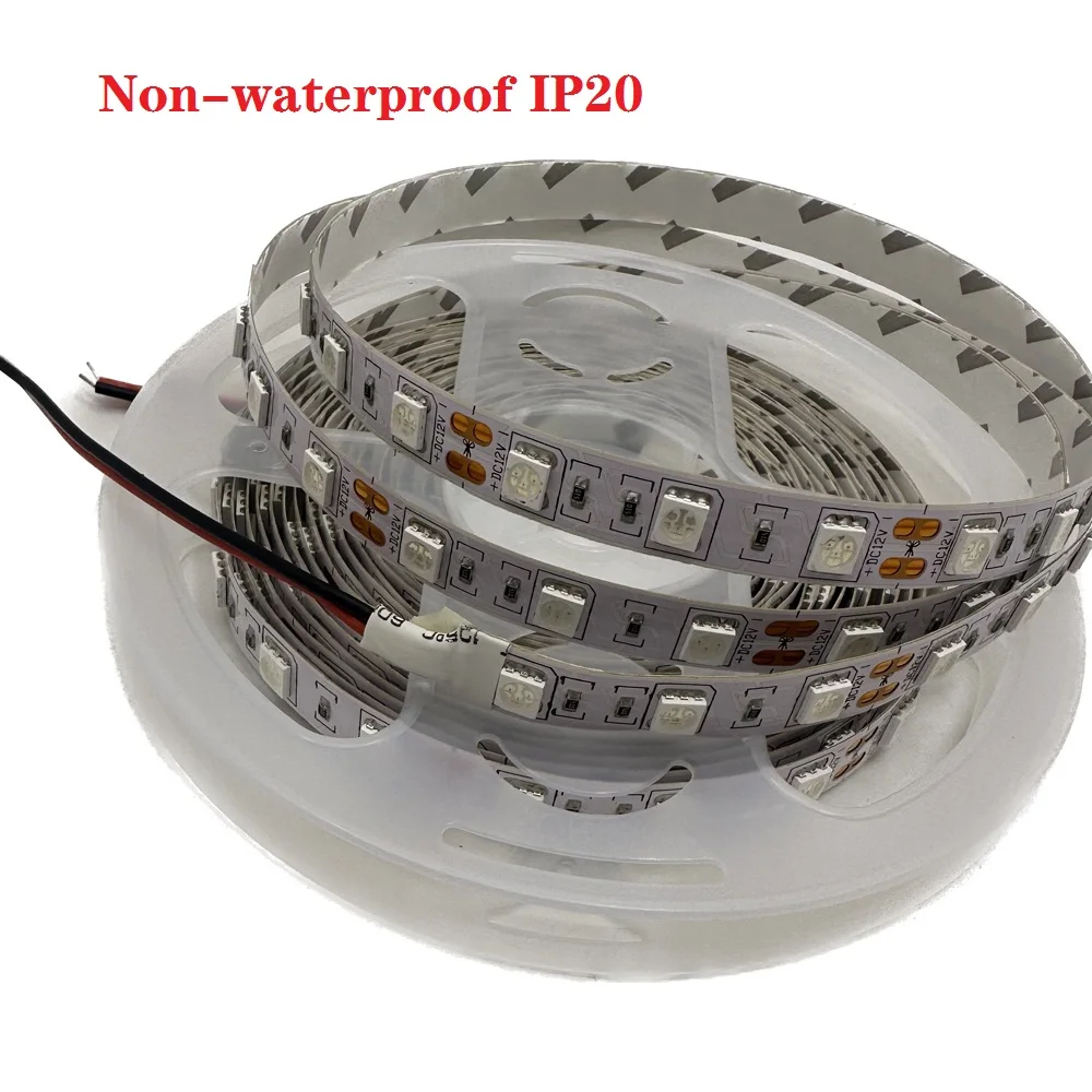 Фото Светодиодная лента DC 12V SMD Chip 5050, красная, 60 светодиодов/м, печатная плата 10 мм, 620 нм, водонепроницаемая и непромокаемая, гибкая, 1-5 м. №4