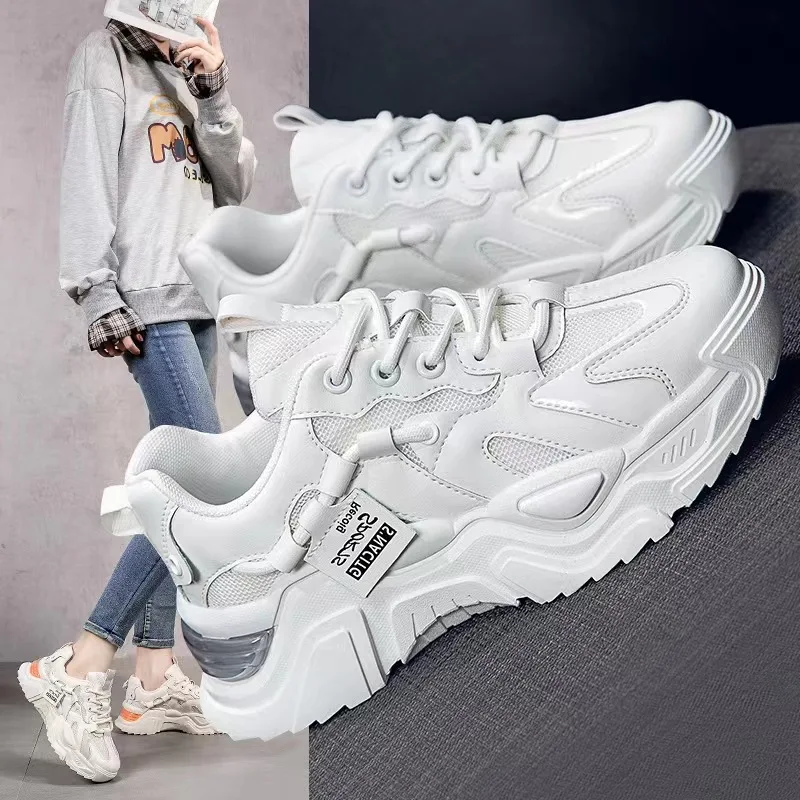 

Wedges Shoes for Women Sneakers Mesh Breathable Casual Female Shoes Flat Light Lace-Up Summer Running Shoes Woman Vulcanize Shoe
