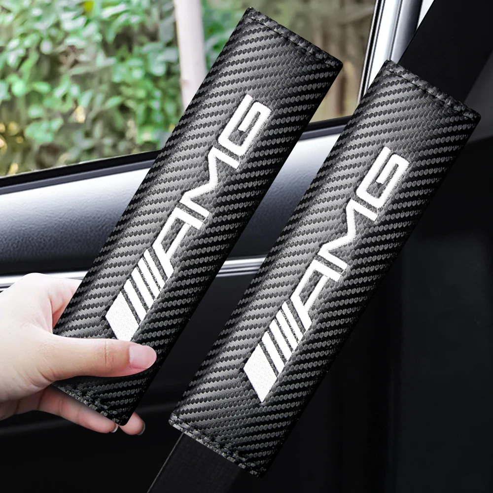 

2pcs Car Shoulder Strap Pad Seatbelt Cover Belt Protector Interior Accessories For Mercedes Benz AMG A B R G Class GLK GLA C200