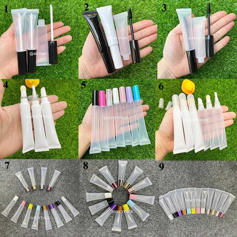 

10ml 15ml 20ml Lip Balm Soft Tube Makeup Squeeze Clear Matte Lip Gloss Tube Container Lipstick Tube Mascara tube For DIY Make Up