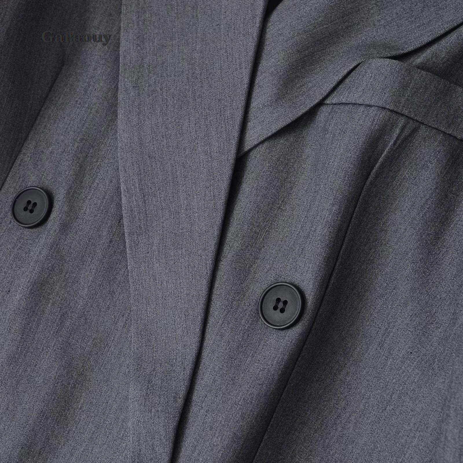 Женский двубортный Блейзер свободного покроя винтажный пиджак с длинным рукавом