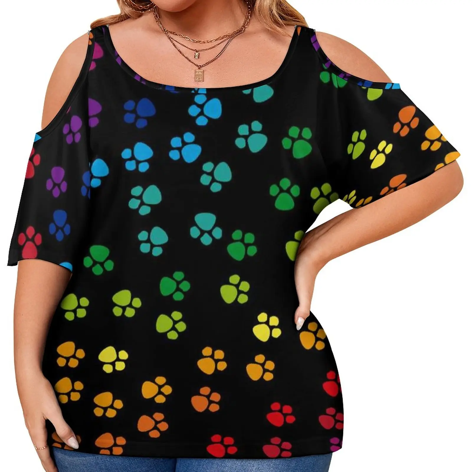 

Футболка женская с рисунком собаки, с коротким рукавом, 3XL, 4XL