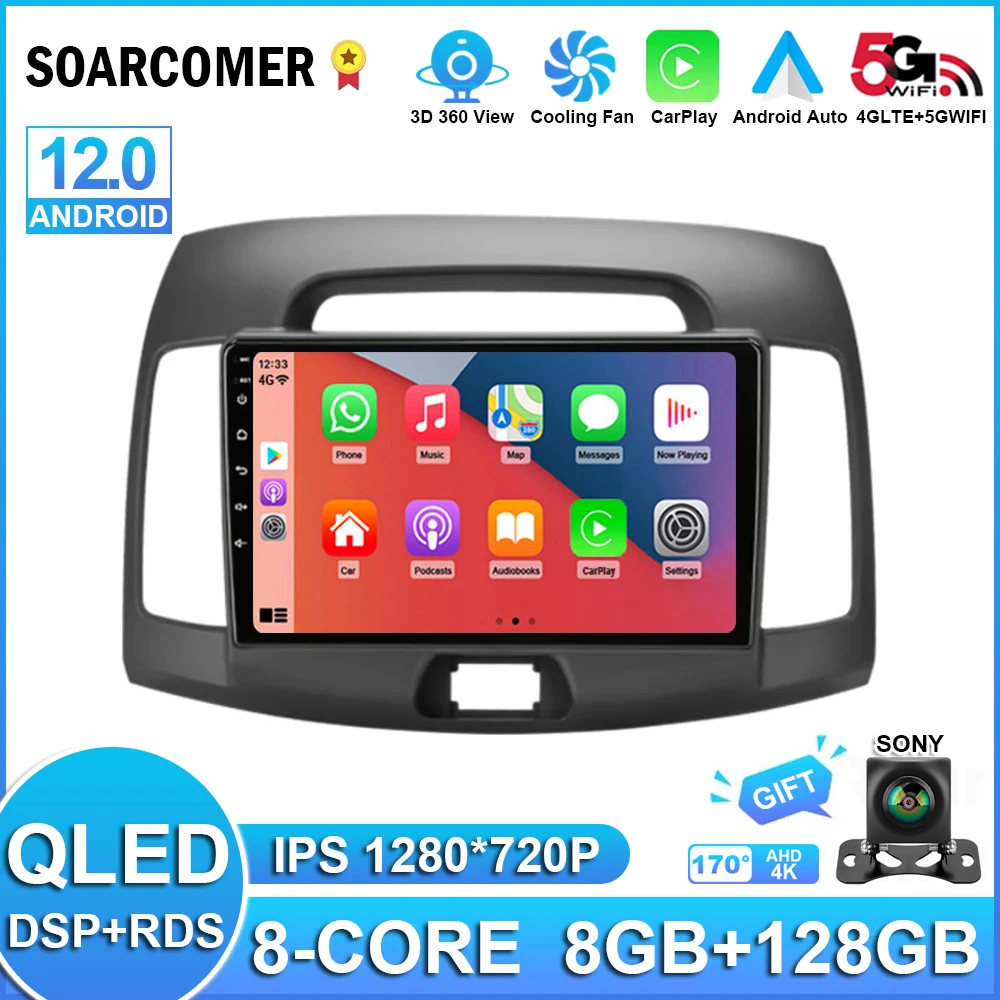 

Автомагнитола 2DIN на Android 12 для Hyundai Elantra 4 HD 2006-2012, мультимедийный видеоплеер, навигация GPS, автомобильный стерео Carplay 4G, DVD