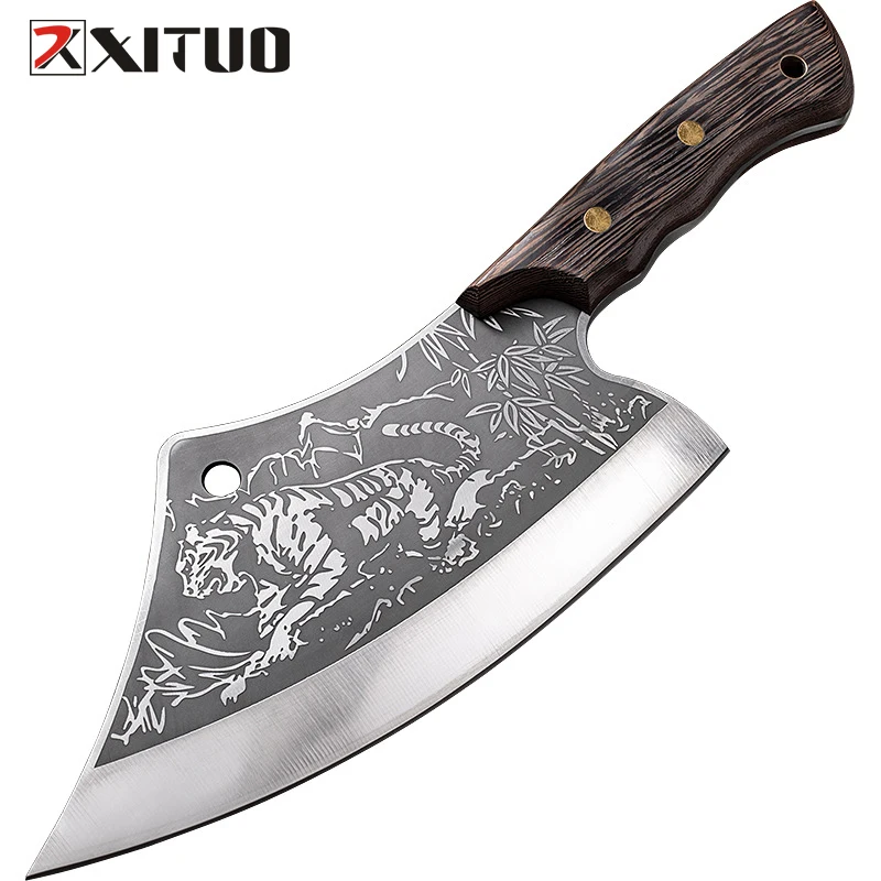 

XITUO Forged stainless steel Chef knife household kitchen knife chopping and cutting dual-purpose knife tiger pattern knife