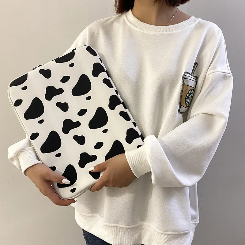 

Сумка для хранения планшета и ноутбука с мультяшным плюшевым рисунком коровы для MacBook Air для IPad Mini 123456 для Huawei Matebook