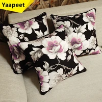floral black cushion cover high quality printing pillows cover for living room decor decorative pillow case thick cushion covers