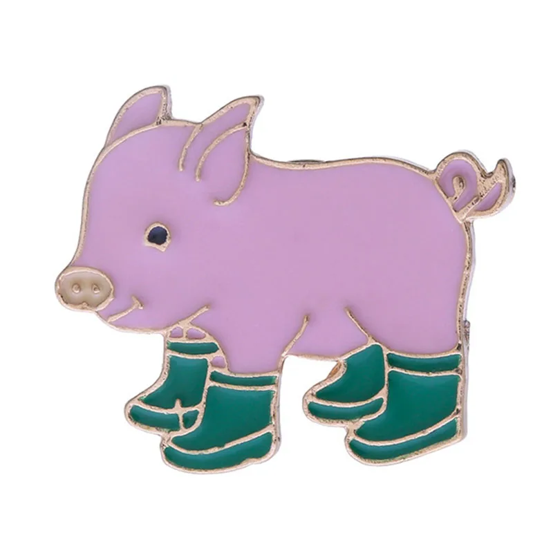 

Alloy Dripping Oil Cute Piglet Brooch Cartoon Green Rainboots Piglet Brooch Backpack Clothing Animal Badge Friend Gift Brooch