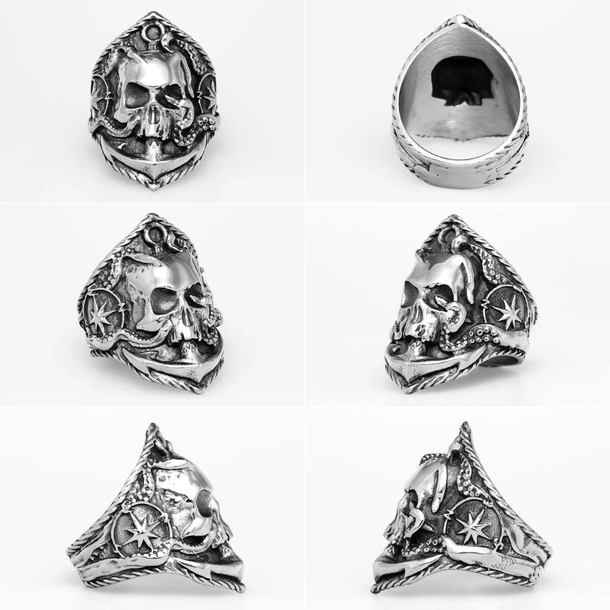 Мужские кольца из нержавеющей стали в стиле панк украшения виде осьминога пирата