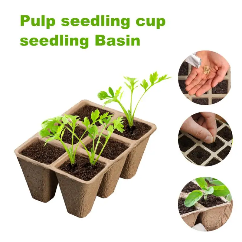 

20Pcs Environmental Protection Garden Round Pulp Pots Plant Seedling Starters Cups Nursery Herb Seed Tray Planting Tools Drop