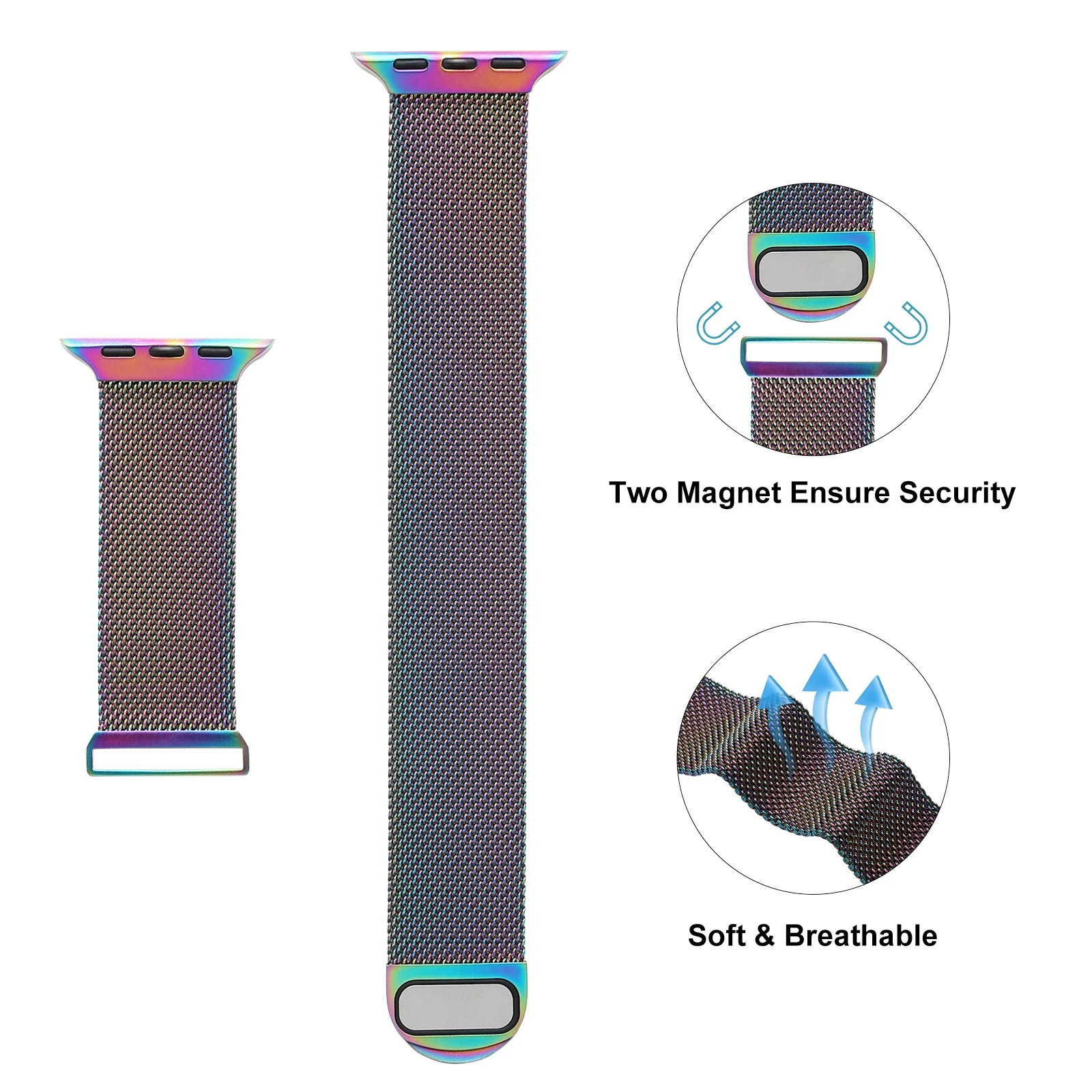 Магнитный металлический миланский ремешок для Apple Watch Ultra Band 9 8 7 6 5 4 SE нержавеющая