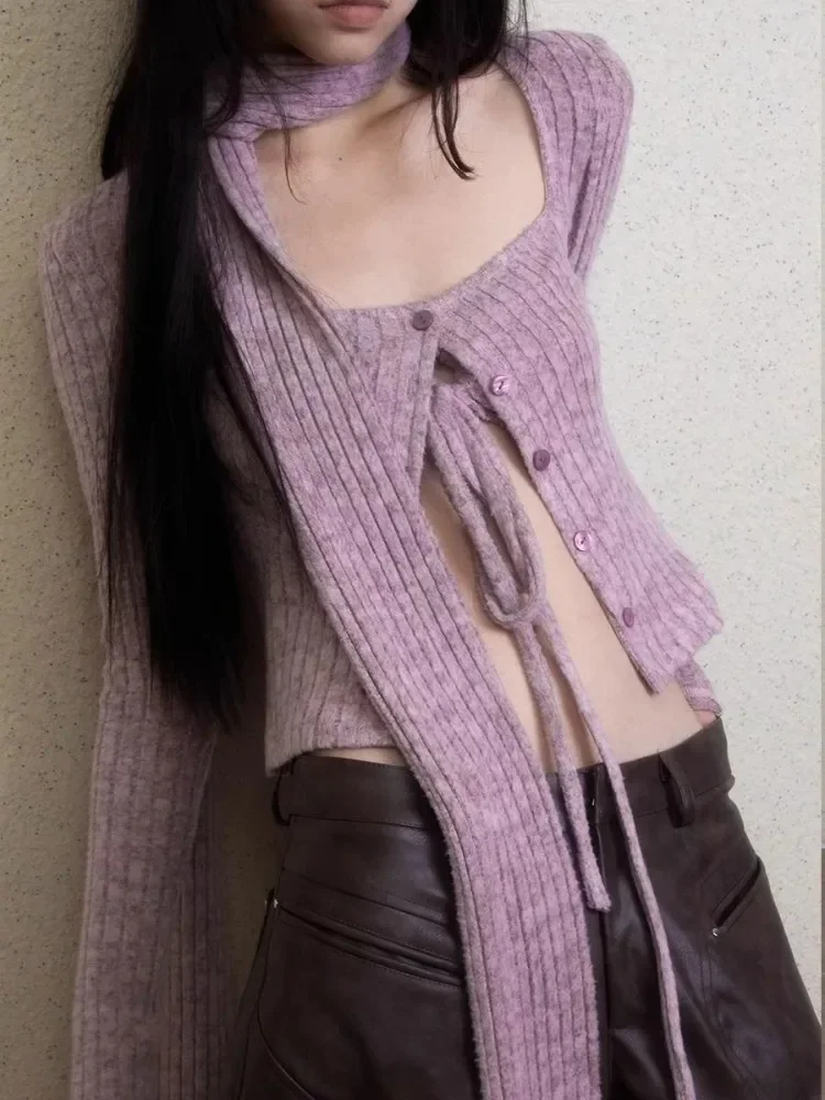 Женский укороченный кардиган с квадратным вырезом