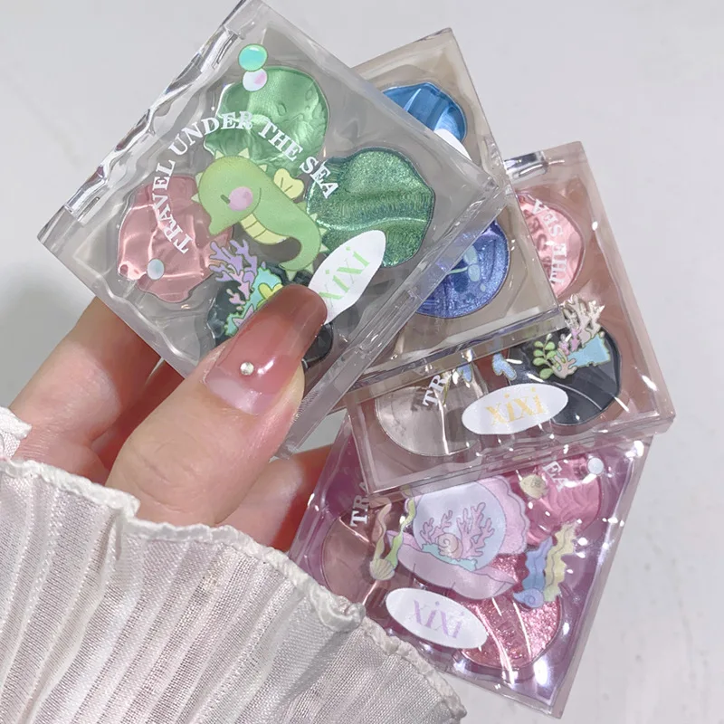 

4 Colors Mini Shimmer Matte Eyeshadow Palette Green Glitter Metallic Smoky Pigmented Eyeshadow Pallete Cosmetic Makeup Palette