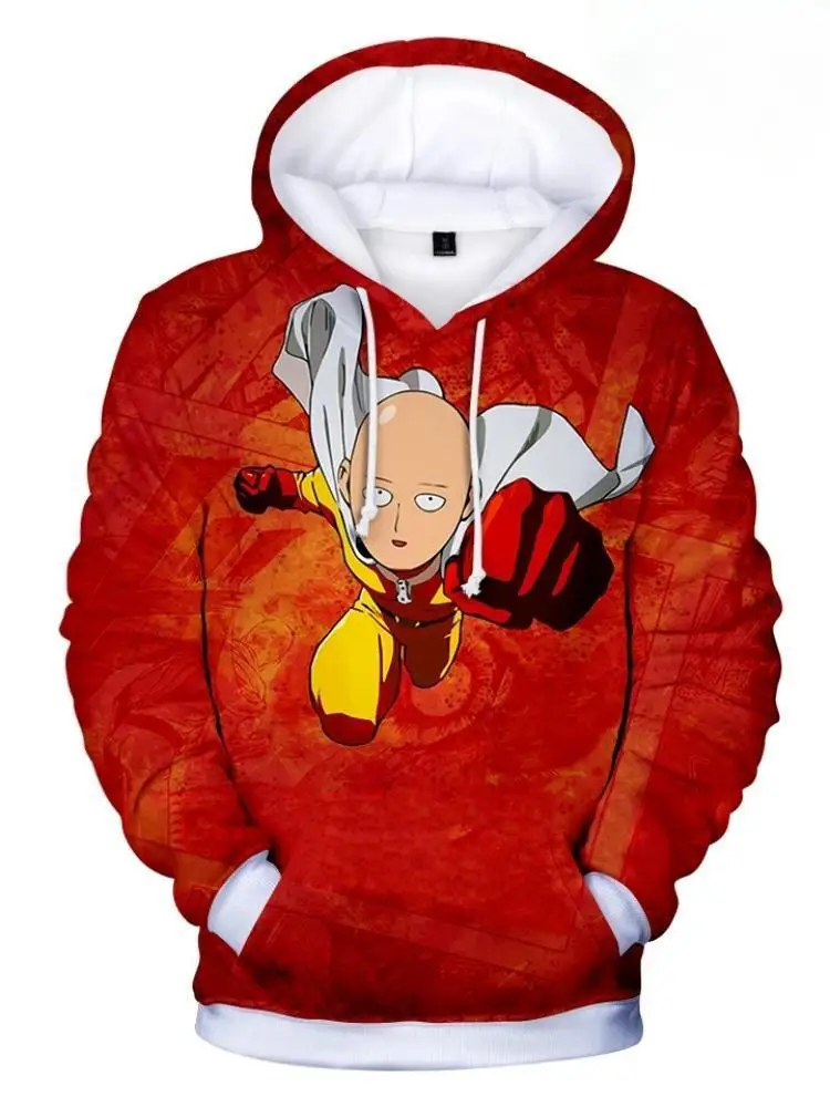 

Anime Cartoon One Punch Saitama A Fierce Man Red Hoodies 3D Graphic Casual Hooded Sweatshirt Cool Pullovers Spring Autumn Coat