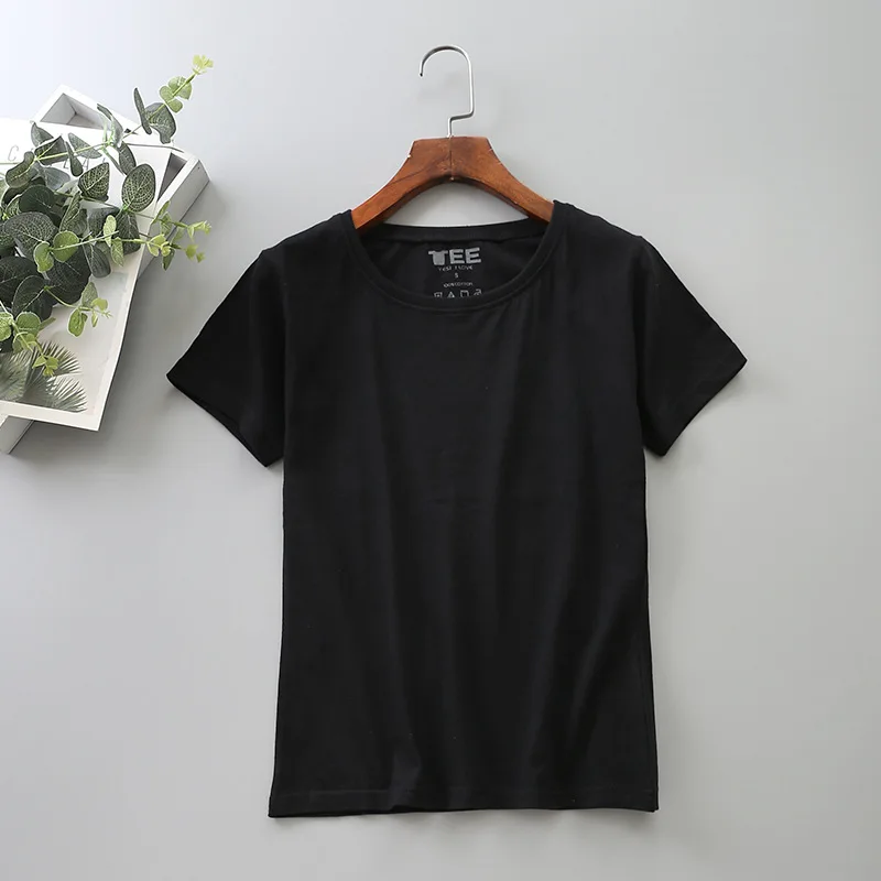 

Short-sleeved t-shirt women's summer round neck base cotton WHITE
