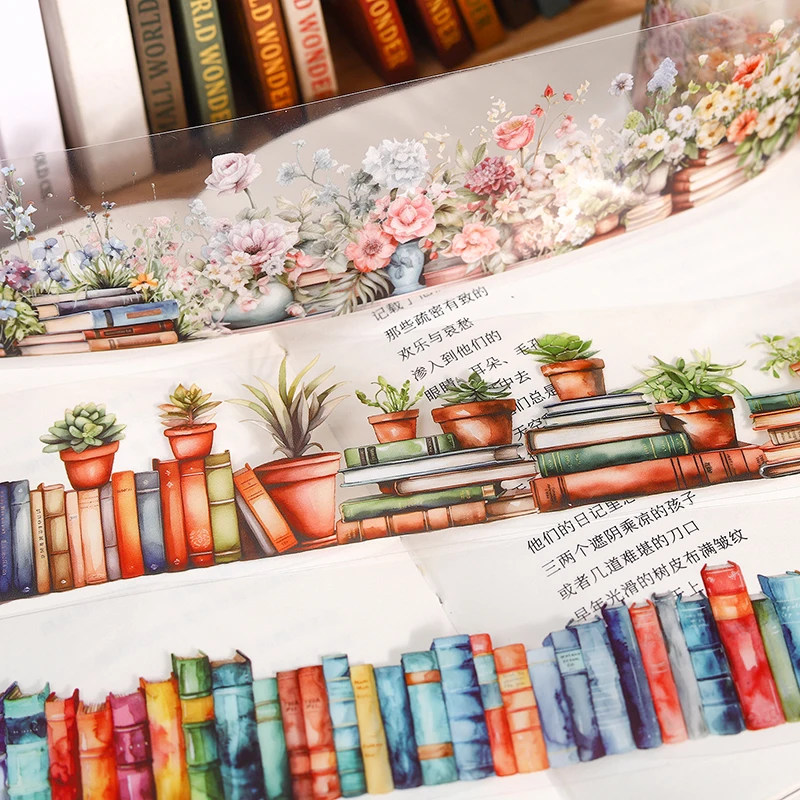 Фото 50 мм * 200 см, серия «Роуминг в море книг», винтажная книга с растениями, ландшафтный дизайн, ПЭТ-лента, креативный журнал «сделай сам», канцелярские принадлежности для коллажа №2