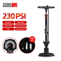 ThinkRider Bicycle Floor Air Pump With 230PSI Gauge High Pressure Bike Tire Inflator Portable Home Use Car Motorcycle Basketball