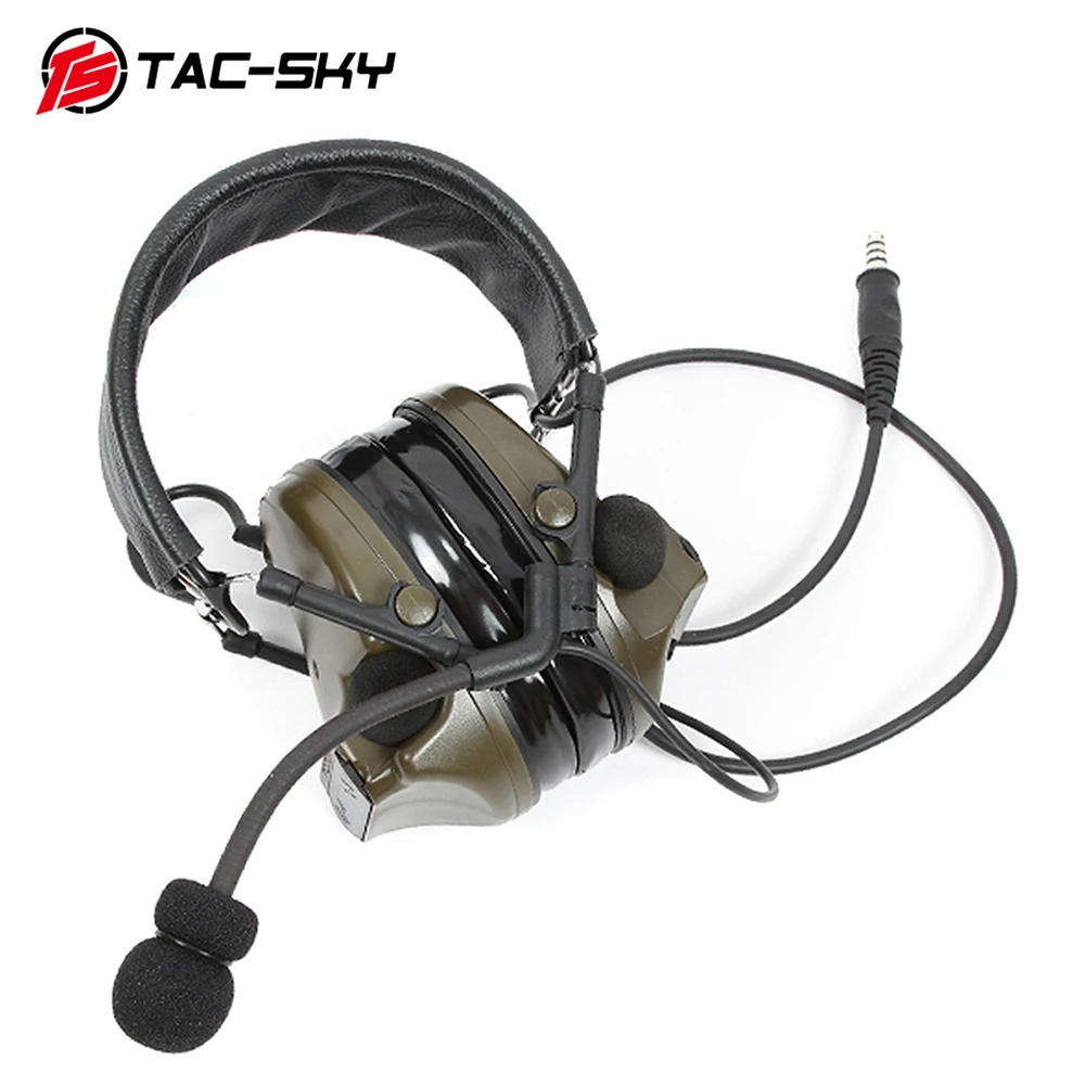 TS TAC-SKY COMTAC Tactical Headset COMTAC III Noise Cancelling Pickup Walkie Talkie Hearing Protection Shooting Headset