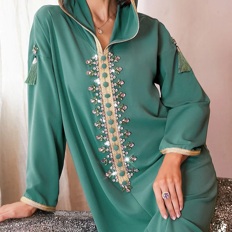 Djellaba Muslim Kaftan Dress Caftan Marocain Eid Abayas for Women Dubai Evening African Dresses for Women Robe Femme Musulmane