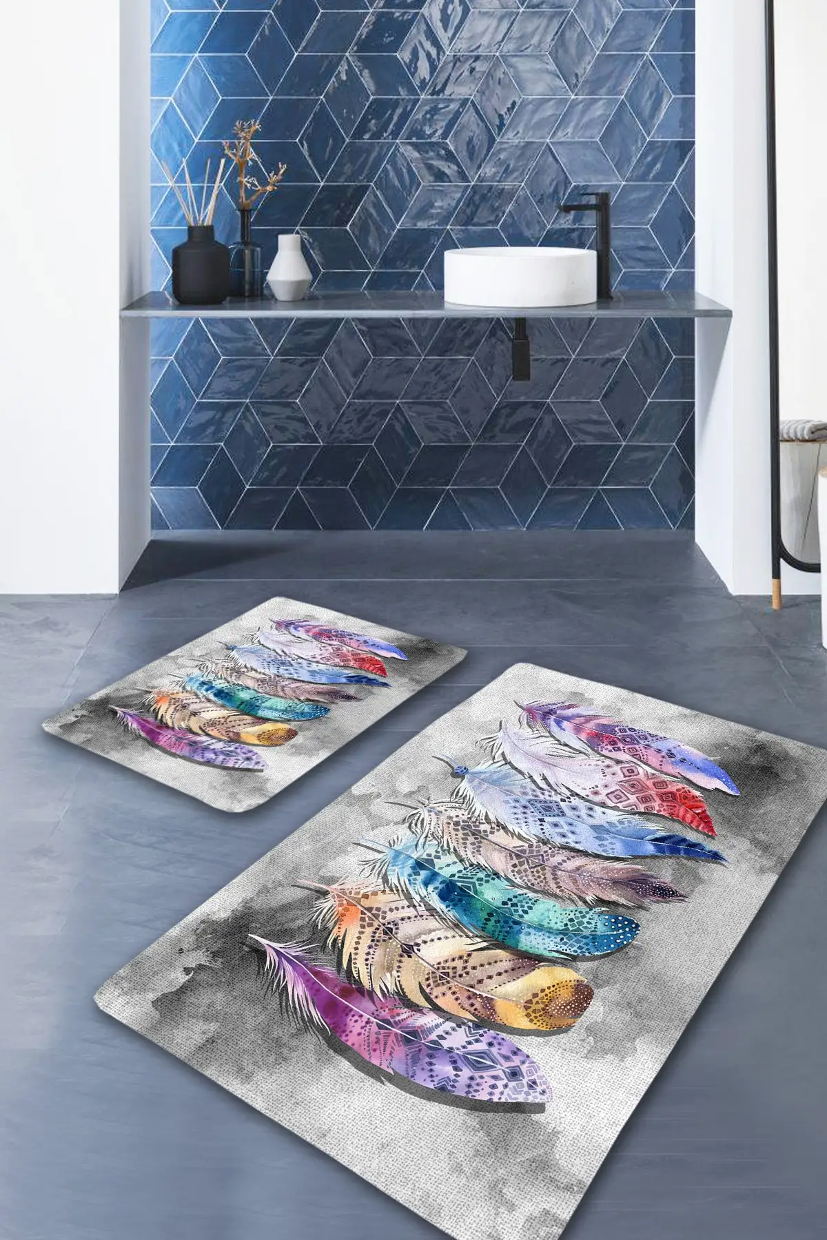 Синий Моющийся Коврик для ванны с пружинным листом 2li коврик двери сиденья