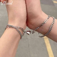 couple magnetic buckle bracelet multilayer metal friendship lover jewelry unique design round beads for girl boy gift accessorie