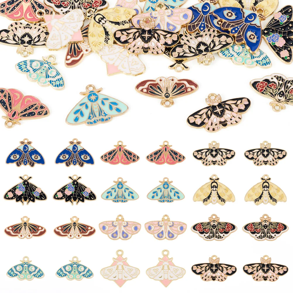 24 шт. эмалированные подвески из сплава бабочка насекомое цветок подвеска