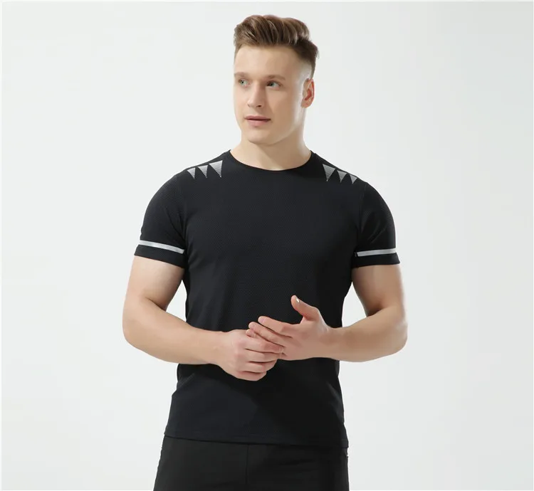 Summer New Men's T-shirt Ice Silk Nylon High Stretch Short-sleeved Running Sports Leisure T-shirt Quick-drying Fitness Top